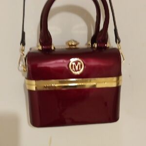 Elegant Burgundy and Gold Handbag